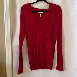 Womens American Eagle V-Neck Hooded Sweater